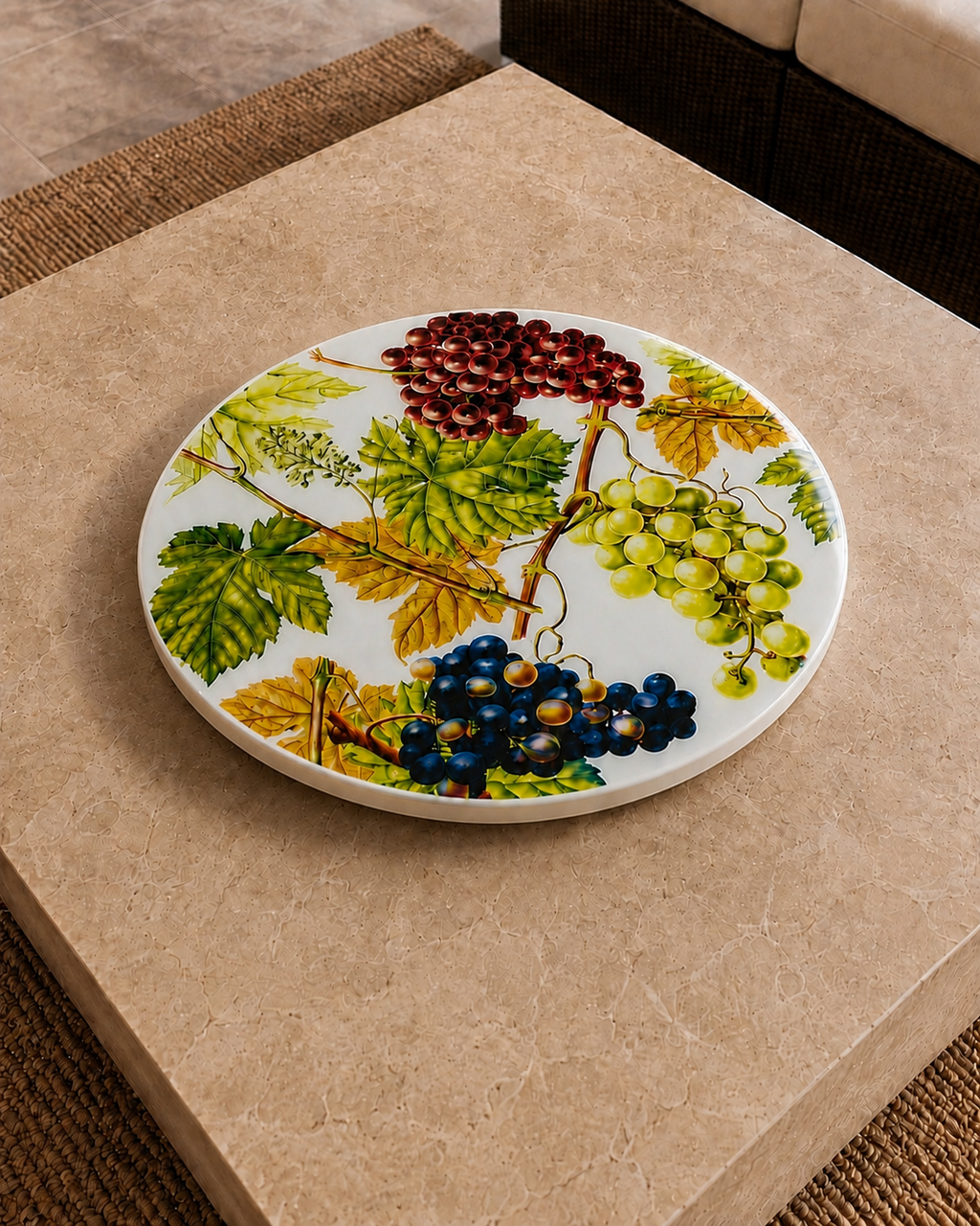 Grapes & Vines Luxury Resin Lazy Susan – Handcrafted Table Art