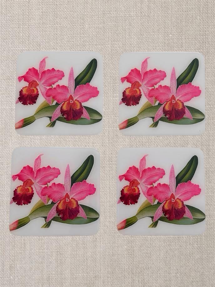 Handcrafted Coasters: Orchid Rose Collection