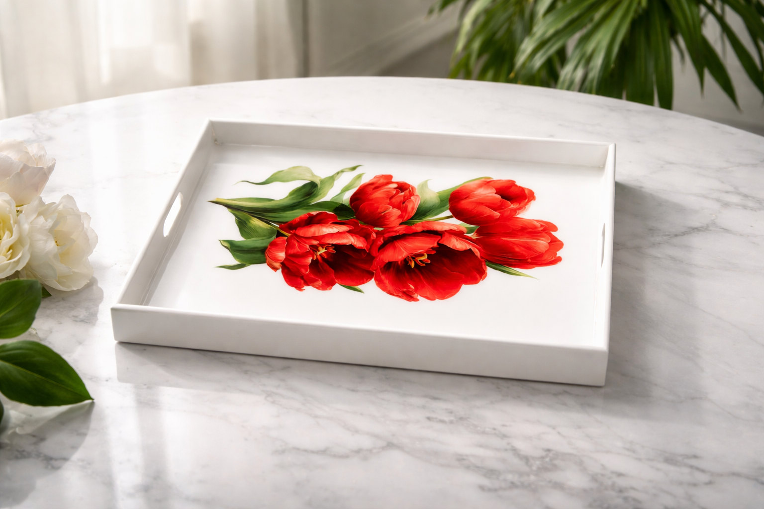 Crimson Tulips -Resin Tray