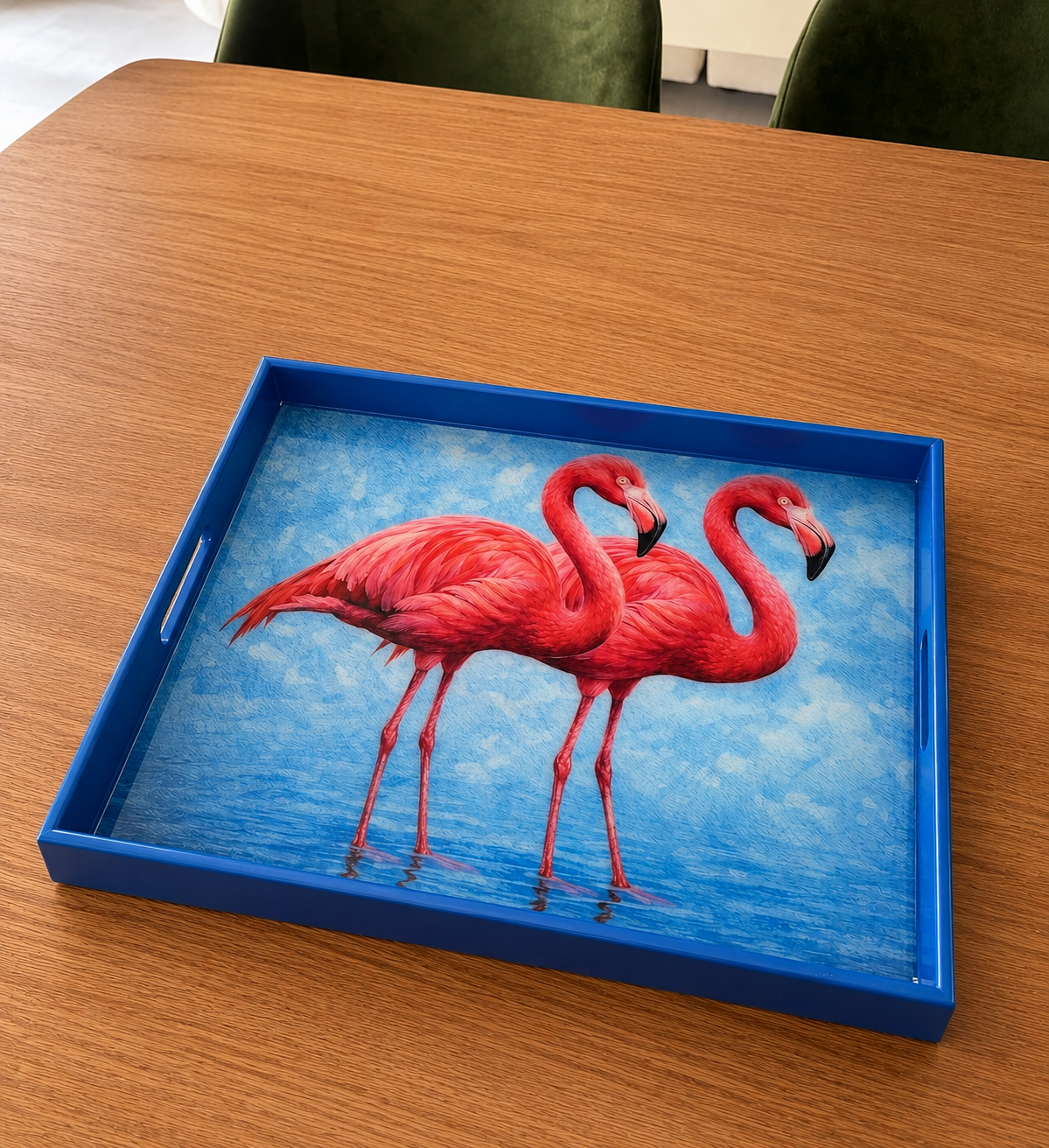 Handcrafted Royal Flamingos Coastal Resin Tray – Tropical Home Decor