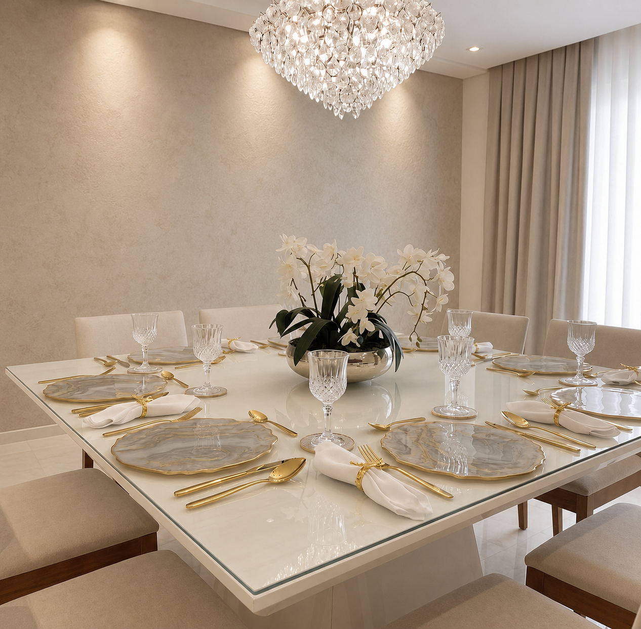 Champagne Marble Resin Placemat  Handmade Luxury Table Decor