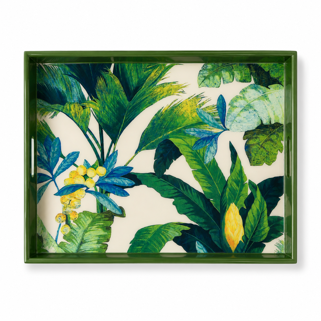 Elegant and Modern Caribbean Tropical Tray | Handmade Resin Art on Wood
