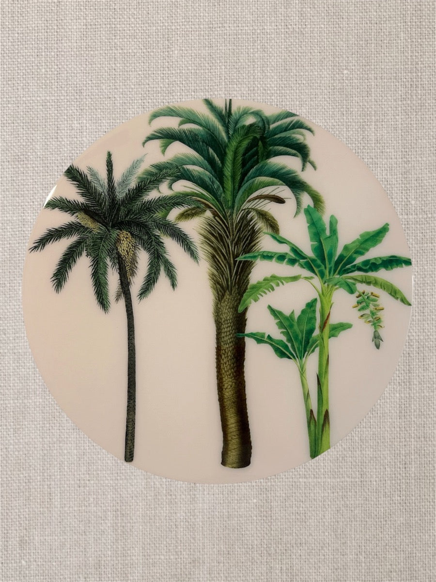 Manteles individuales redondos botánicos de palmeras tropicales