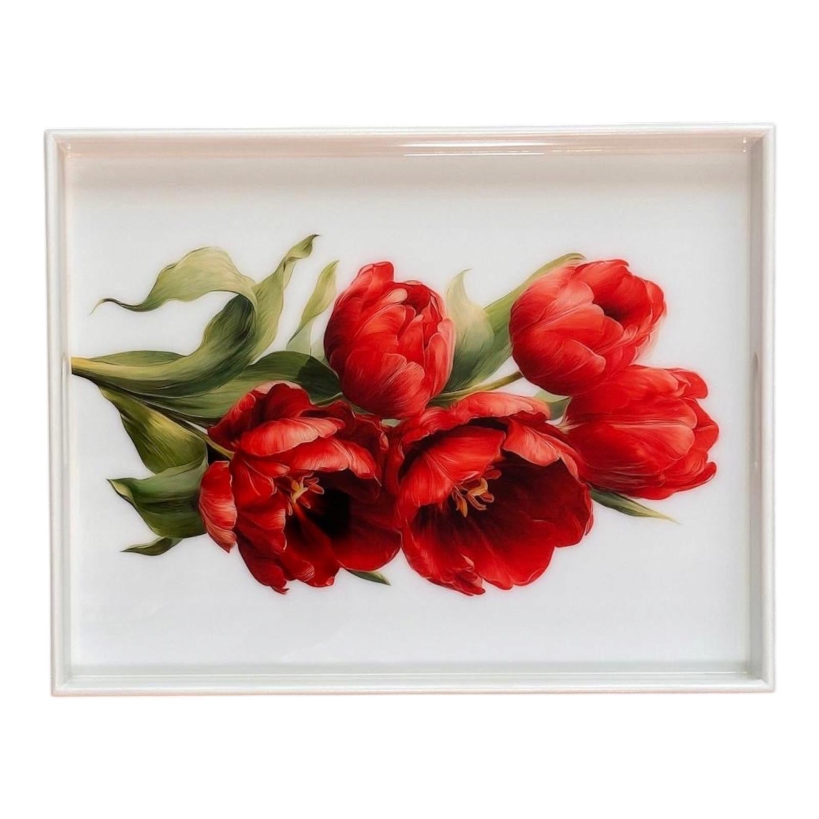 Crimson Tulips -Resin Tray