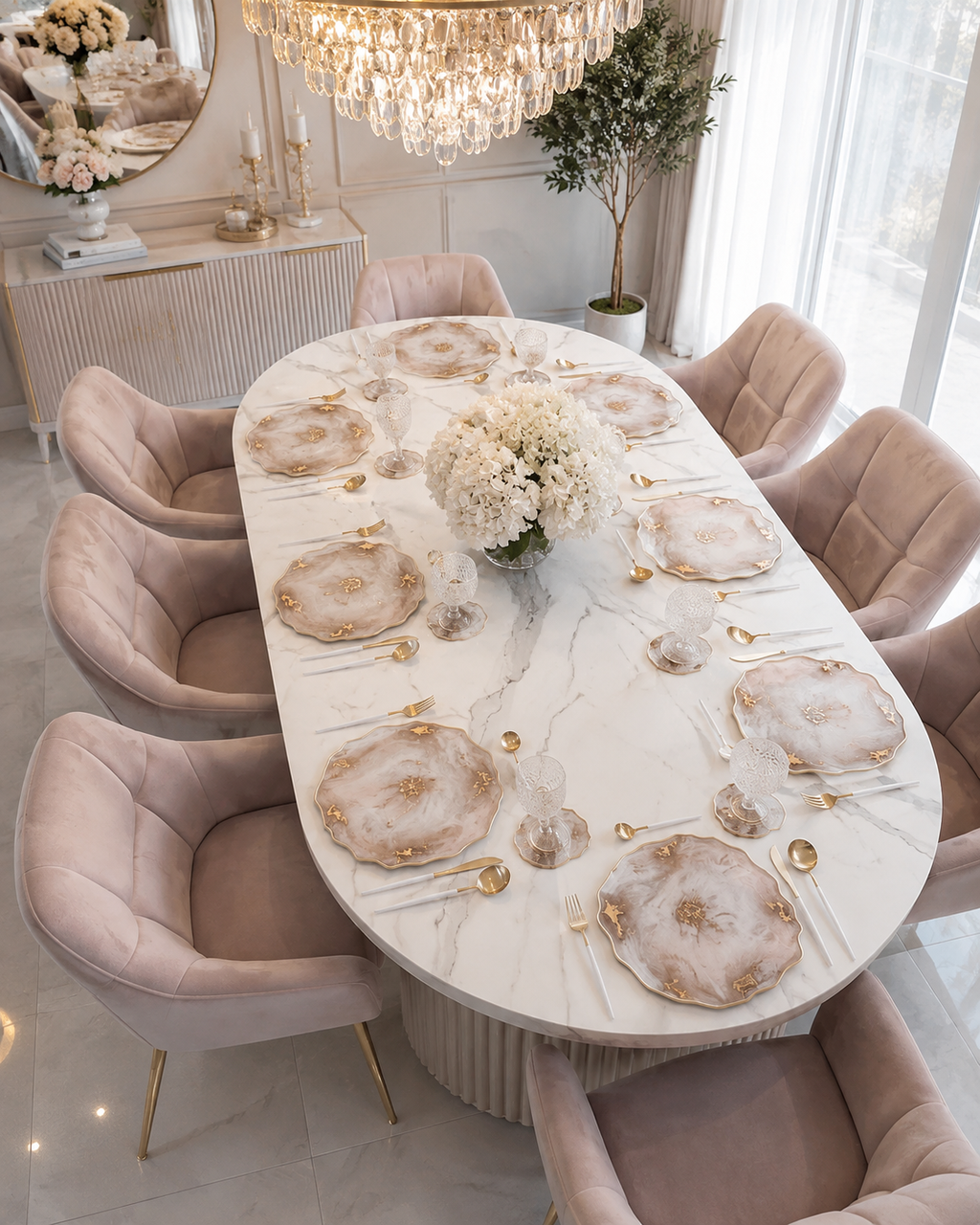 Pink Champagne Gold Resin Placemat – Handmade Luxury Table Decor