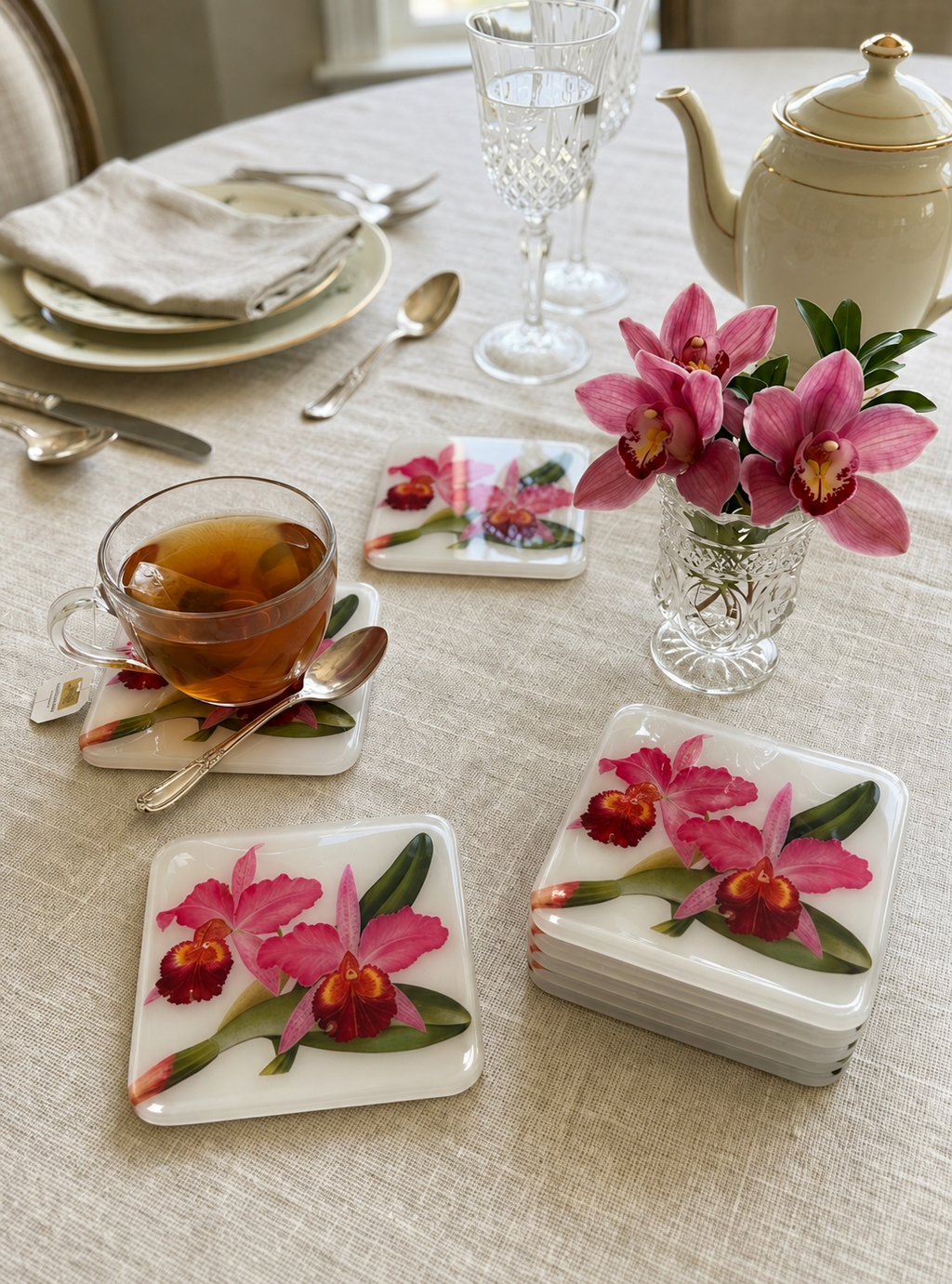 Orchid Rose Collection – Handcrafted Orchid Coasters