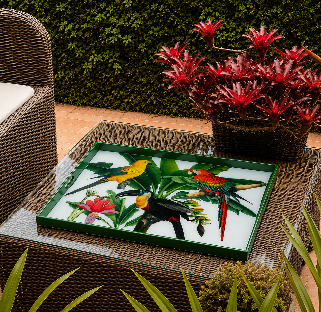 Tropical Paradise Luxury Serving Tray – Handcrafted Resin-on-Wood