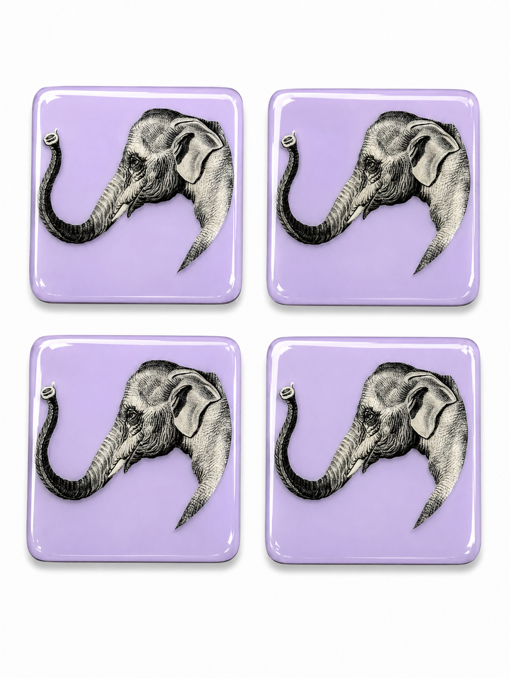 Safari Elephant Coasters - Handcrafted Resin-on-Wood Table Decor