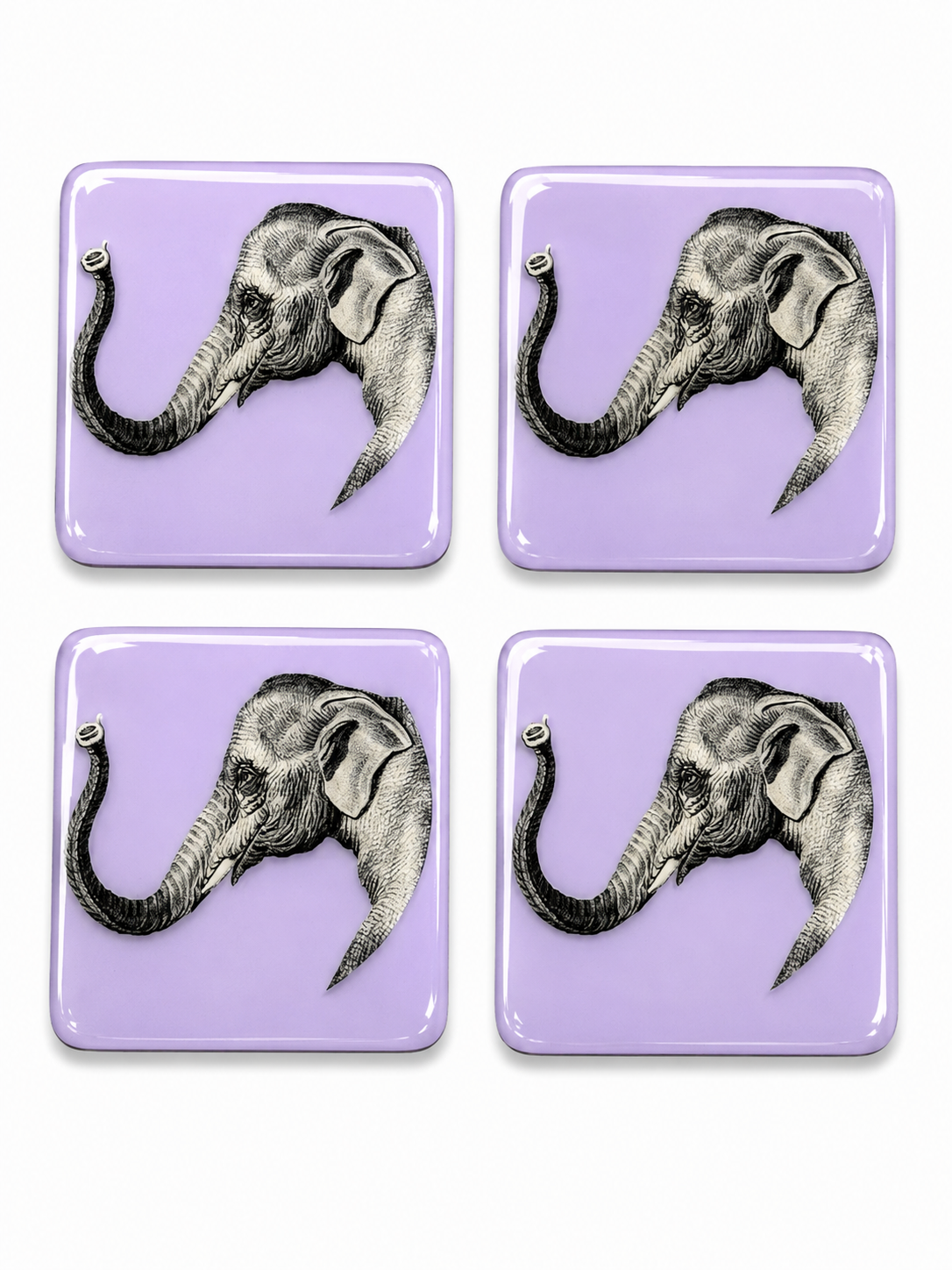 Safari Elephant Coasters - Handcrafted Resin-on-Wood Table Decor