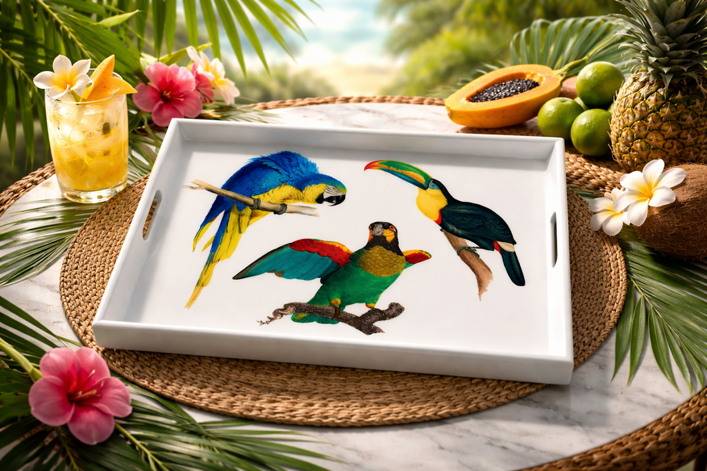 Tropical  Bird Decorative Tray- Elegant Handmade Serving Tray