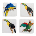 Tropical Birds Luxury Coasters – Handcrafted Resin-on-Wood