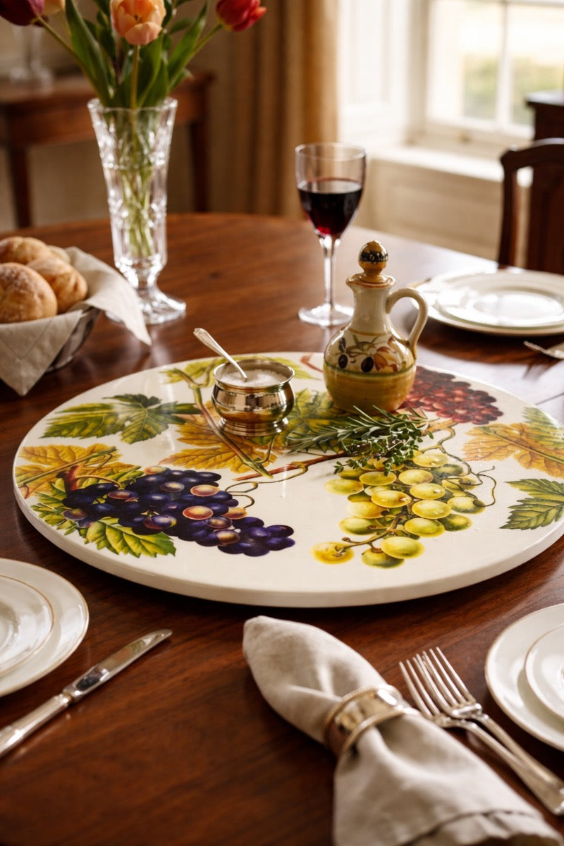 Grapes & Vines Luxury Resin Lazy Susan – Handcrafted Table Art