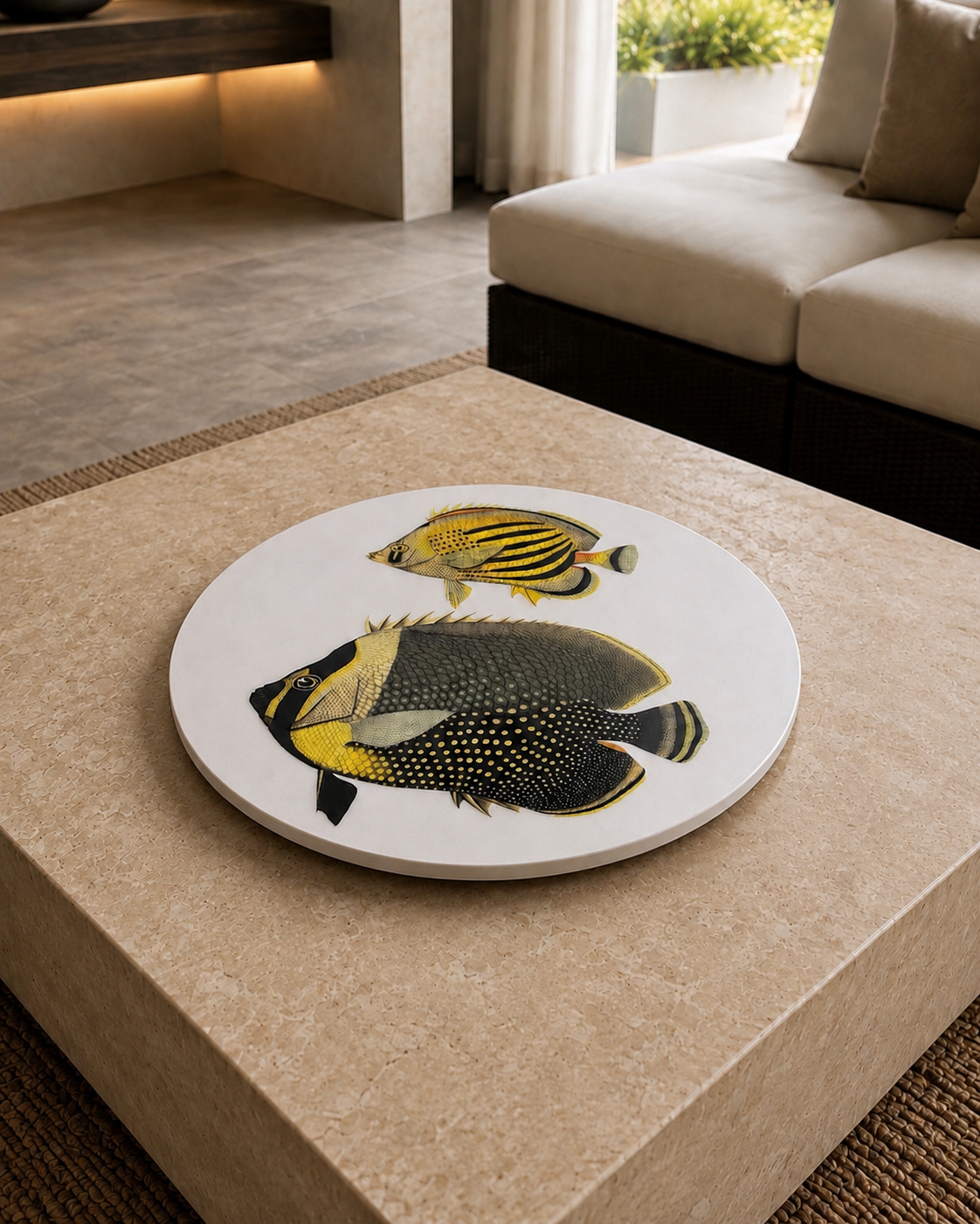 Exotic Fish Luxury Resin Lazy Susan – Handcrafted Coastal Table Art