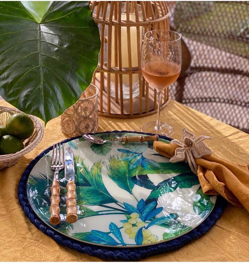Individual redondo de resina Caribe Tropical | Decoración de mesa moderna hecha a mano