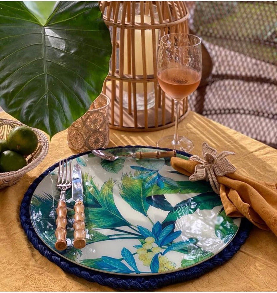 Caribbean Tropical Round Resin Placemat | Modern Handmade Table Decor