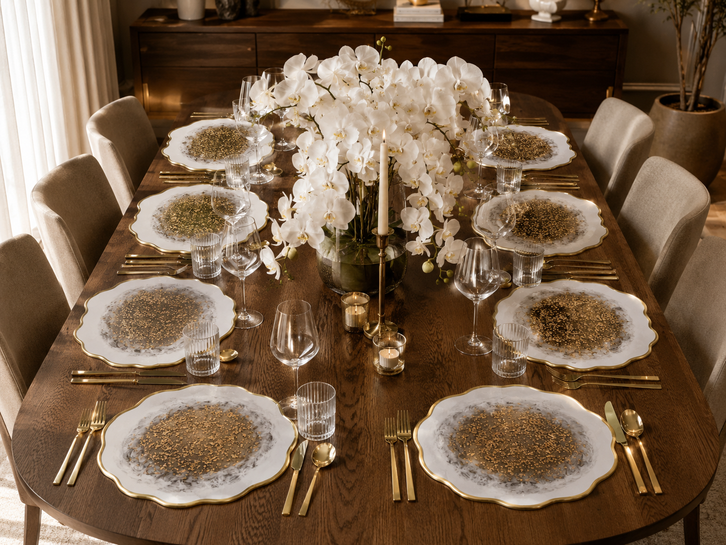 Golden Pearl Resin Placemat – Handmade Luxury