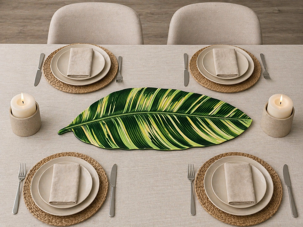 Tropical Leaf – Handcrafted Banana Leaf Resin on Wood Decor | TABLE ON TABLE