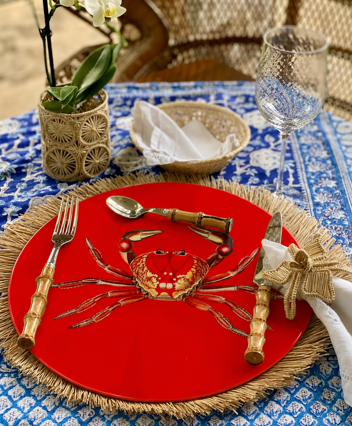Red Crab Round Placemats | Handcrafted Coastal Table Decor