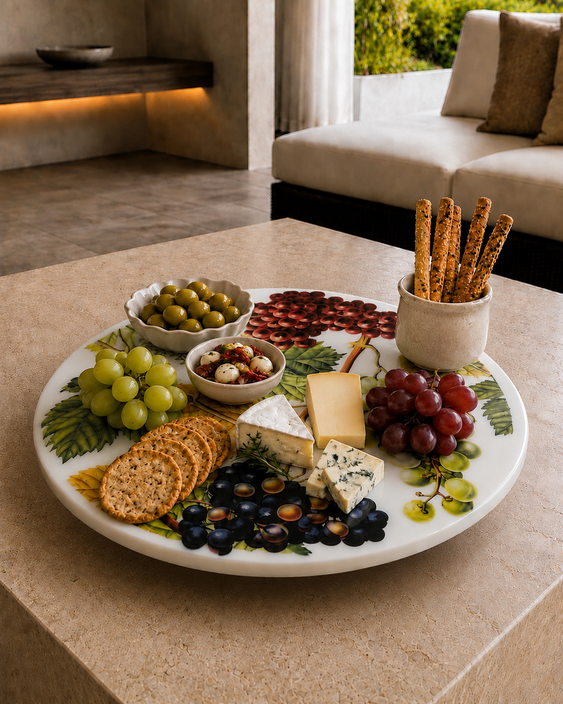 Grapes & Vines Luxury Resin Lazy Susan – Handcrafted Table Art