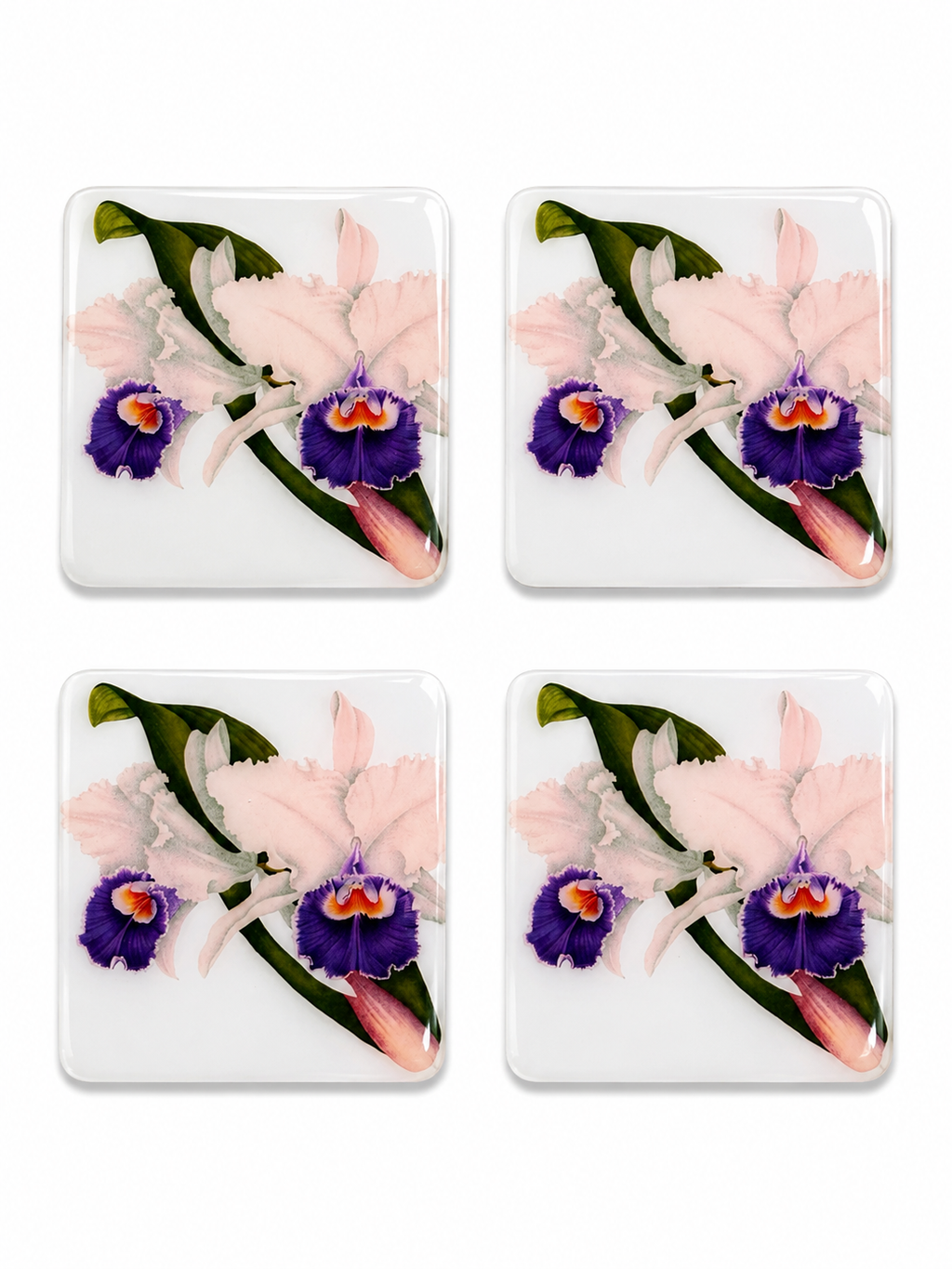 Violet Orchids Luxury Coaster – Handcrafted Resin-on-Wood