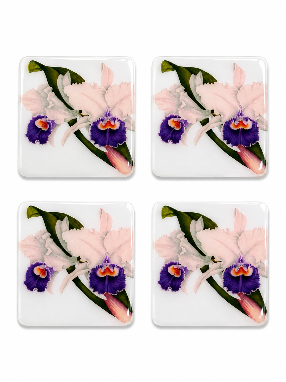 Violet Orchids Luxury Coaster – Handcrafted Resin-on-Wood