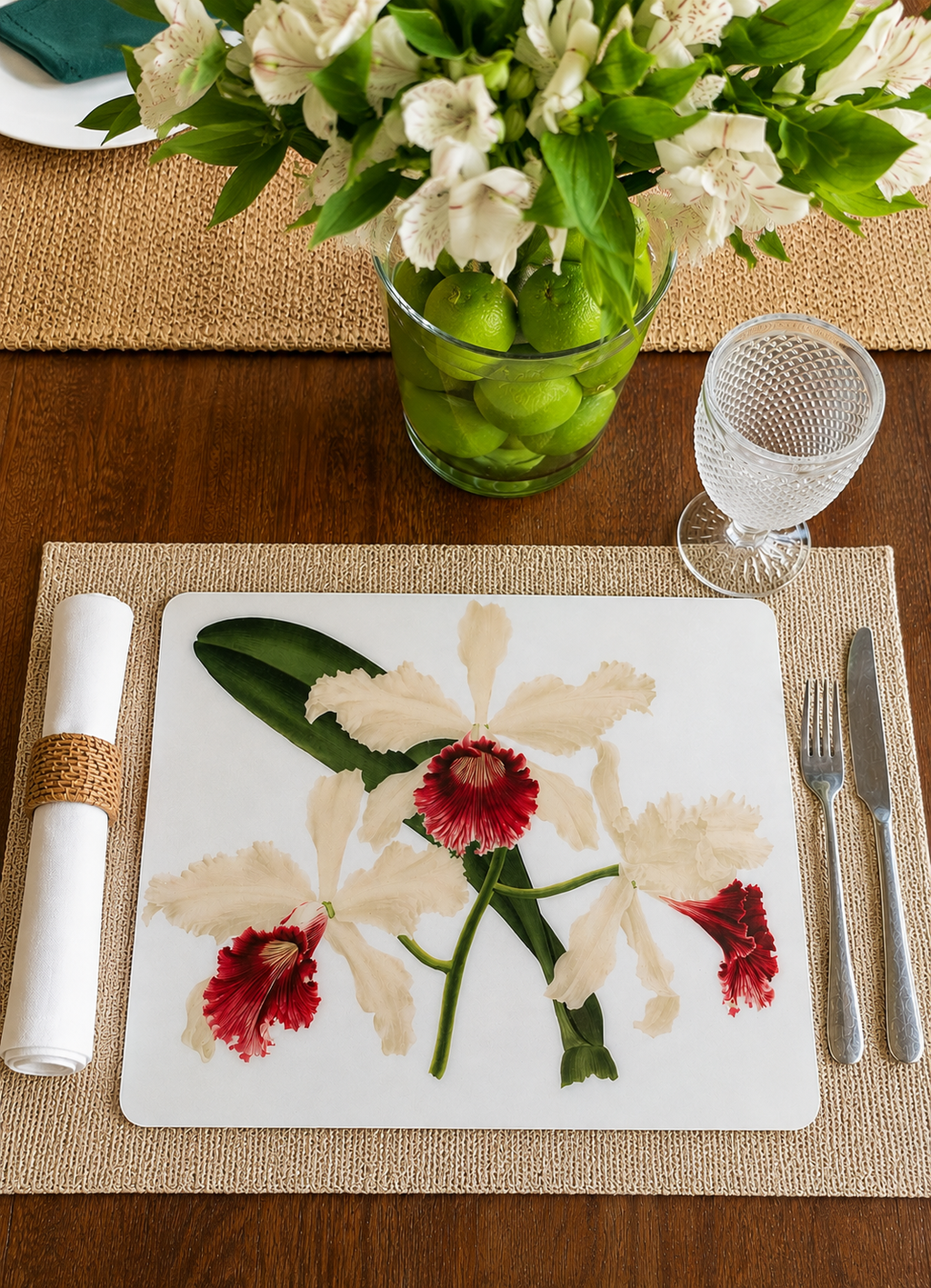 White Orchid Rectangular Placemats | Handmade Resin Table Decor