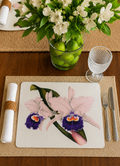 White and  Purple Orchid Collection – Handcrafted Resin on Wood Placemat