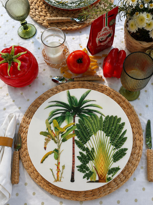Botanical Tropical Palms Round Placemats | Tropical Elegance Collection