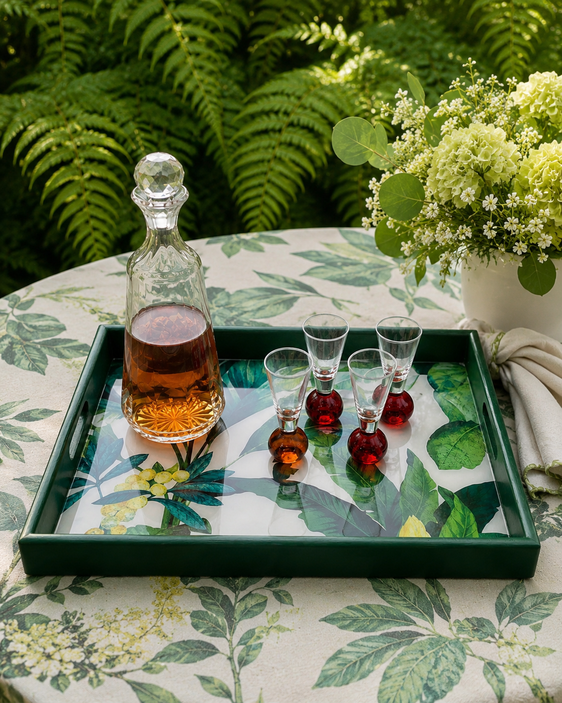 Elegant and Modern Caribbean Tropical Tray | Handmade Resin Art on Wood