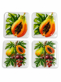 Tropical Papaya & Exotic Fruits Luxury Coasters – Handcrafted Resin-on-Wood