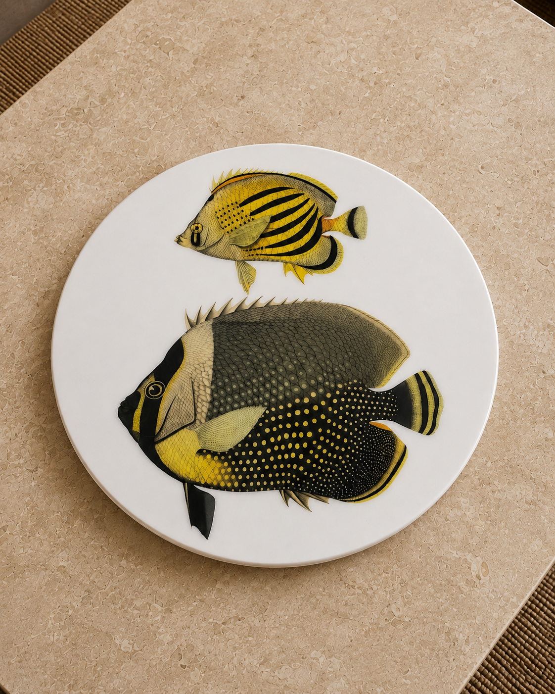 Exotic Fish Luxury Resin Lazy Susan – Handcrafted Coastal Table Art