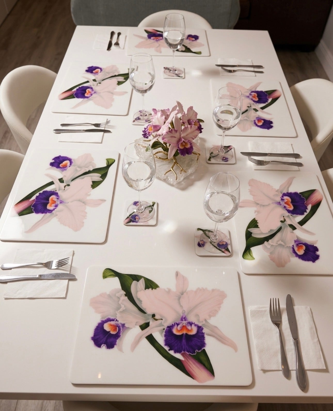 White and  Purple Orchid Collection   Placemat