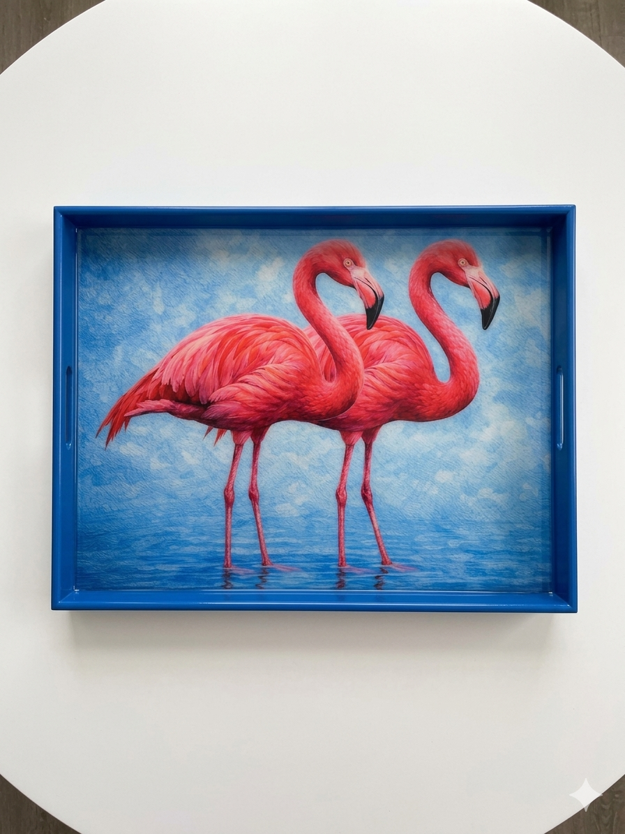 Royal flamingos -Resin Tray