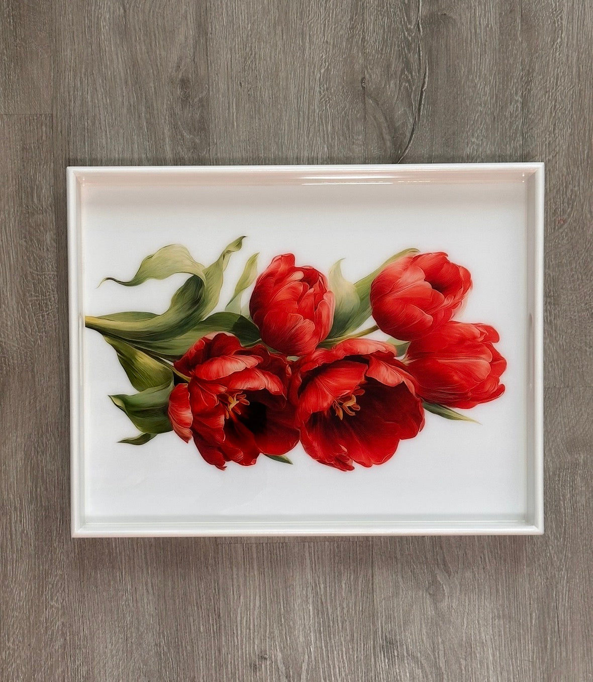 Crimson Tulips -Resin Tray