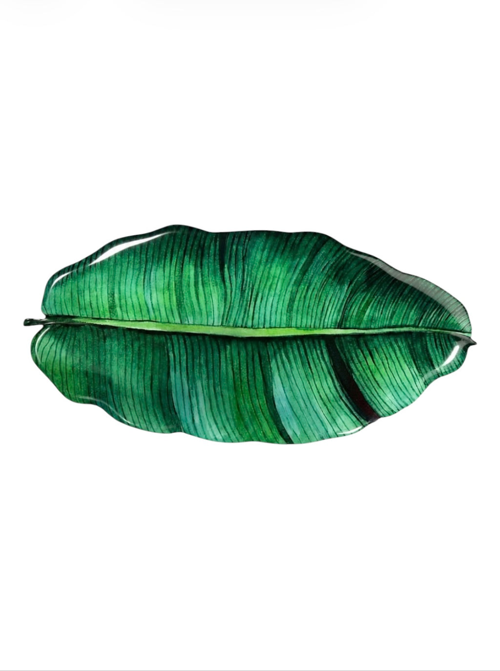 Emerald Banana Leaf Luxury Centerpiece  – Handcrafted Resin-on-Wood