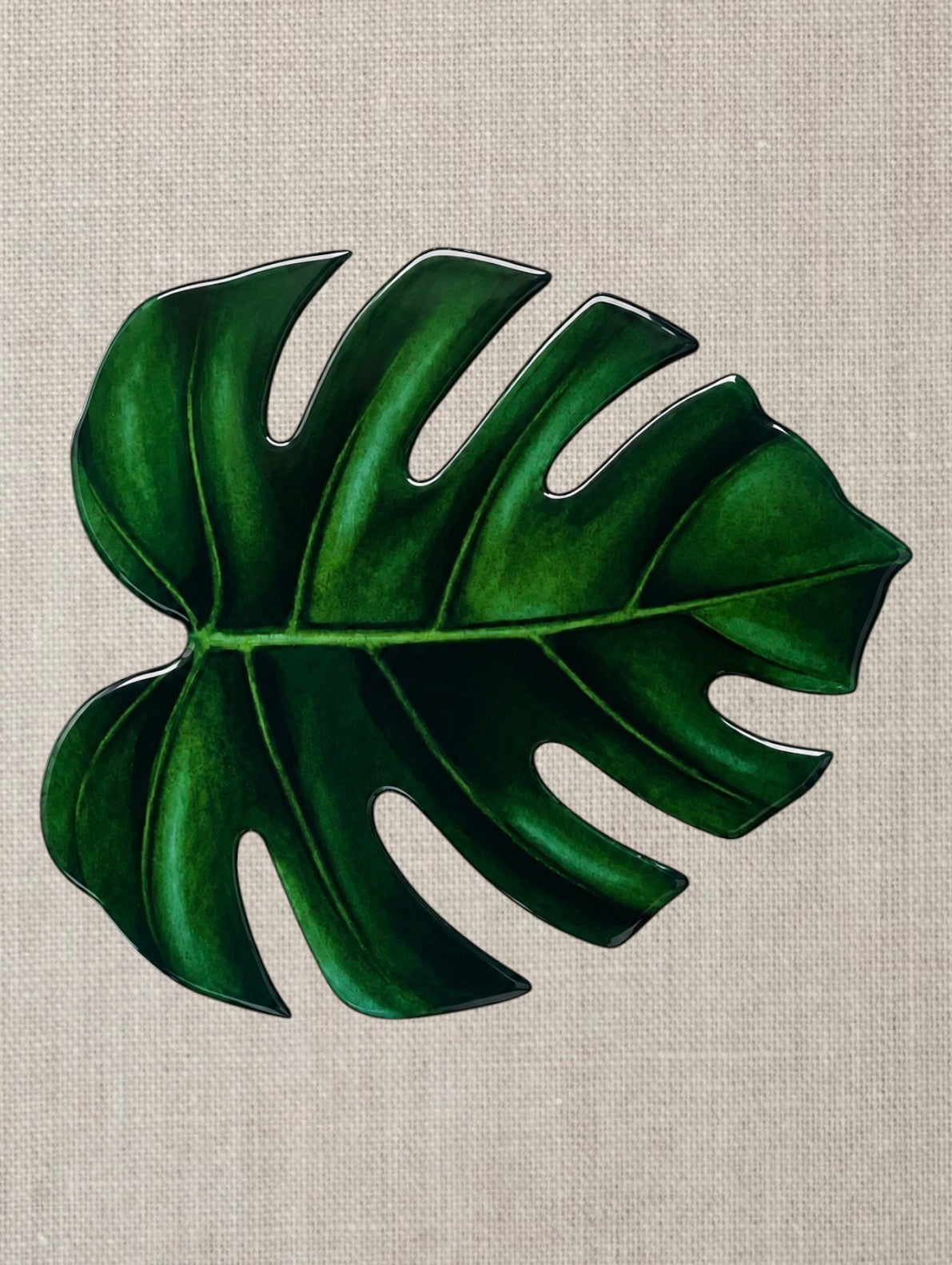 Green Monstera Leaf Luxury Centerpiece – Handcrafted Resin-on-Wood