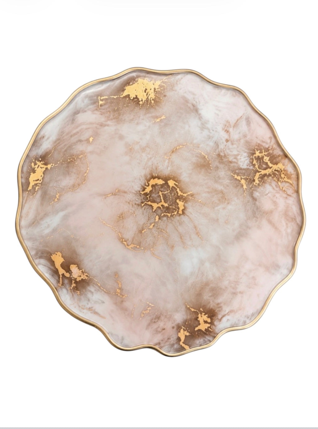 Pink Champagne Gold Resin Placemat – Handmade Luxury Table Decor