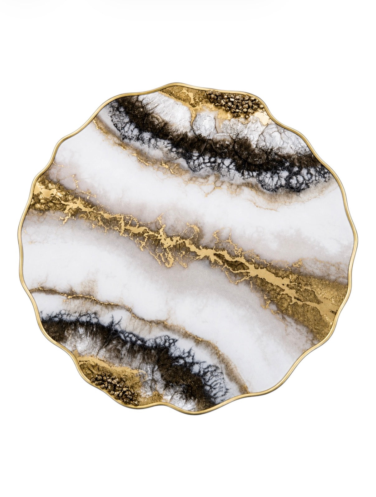 Imperial Marble Resin Placemats – Handmade White, Black & Gold Table Set