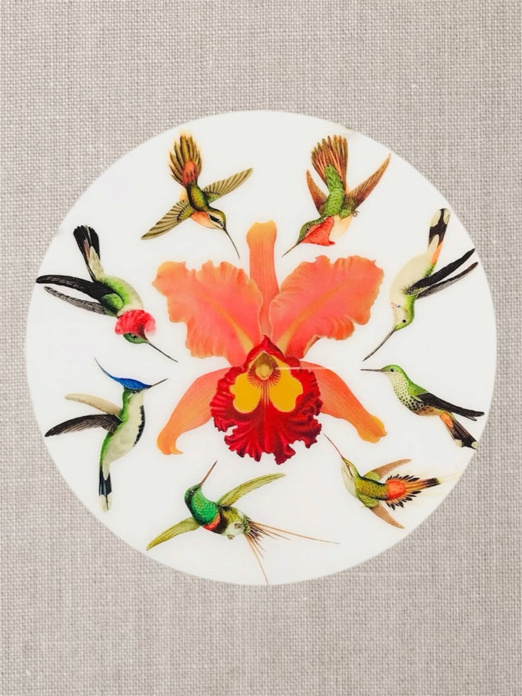 Orchids and Hummingbird-Resin Lazy Susan