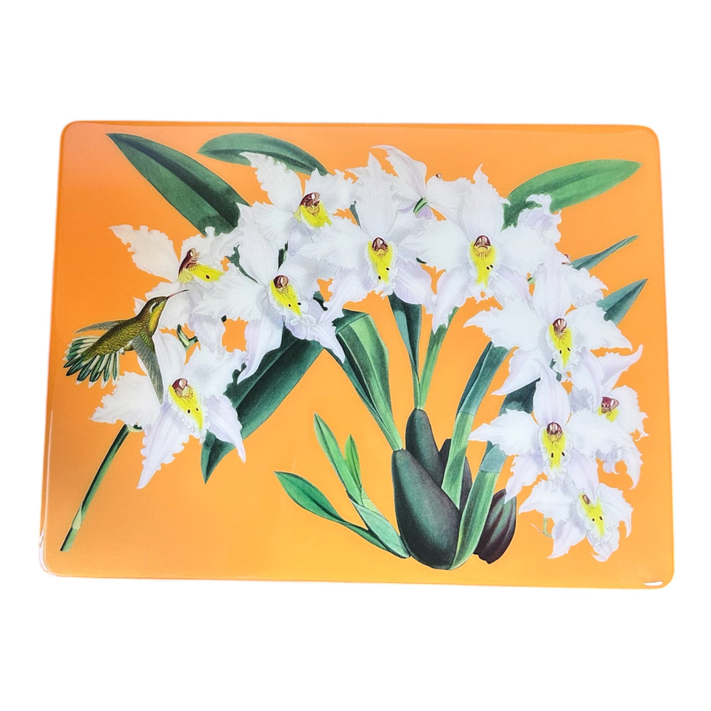 Orange Botanical Placemat - Handcrafted Resin and Wood Table Decor