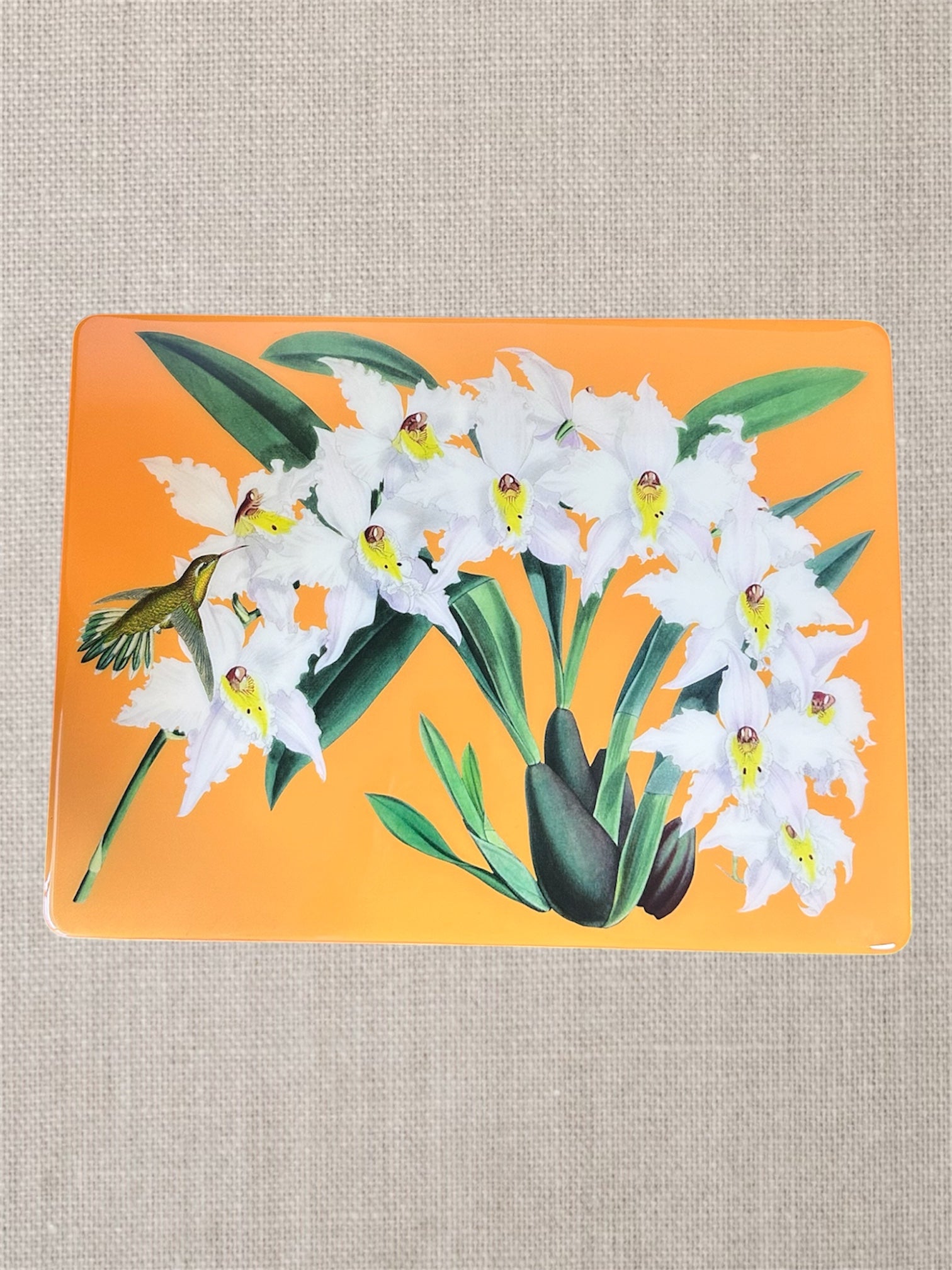 Orange Botanical Placemat - Handcrafted Resin and Wood Table Decor