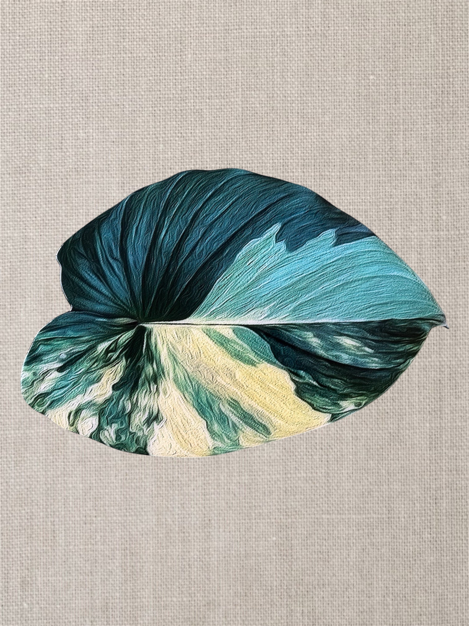 Variegated Heart Leaf – Handcrafted Botanical Resin on Wood | TABLE ON TABLE