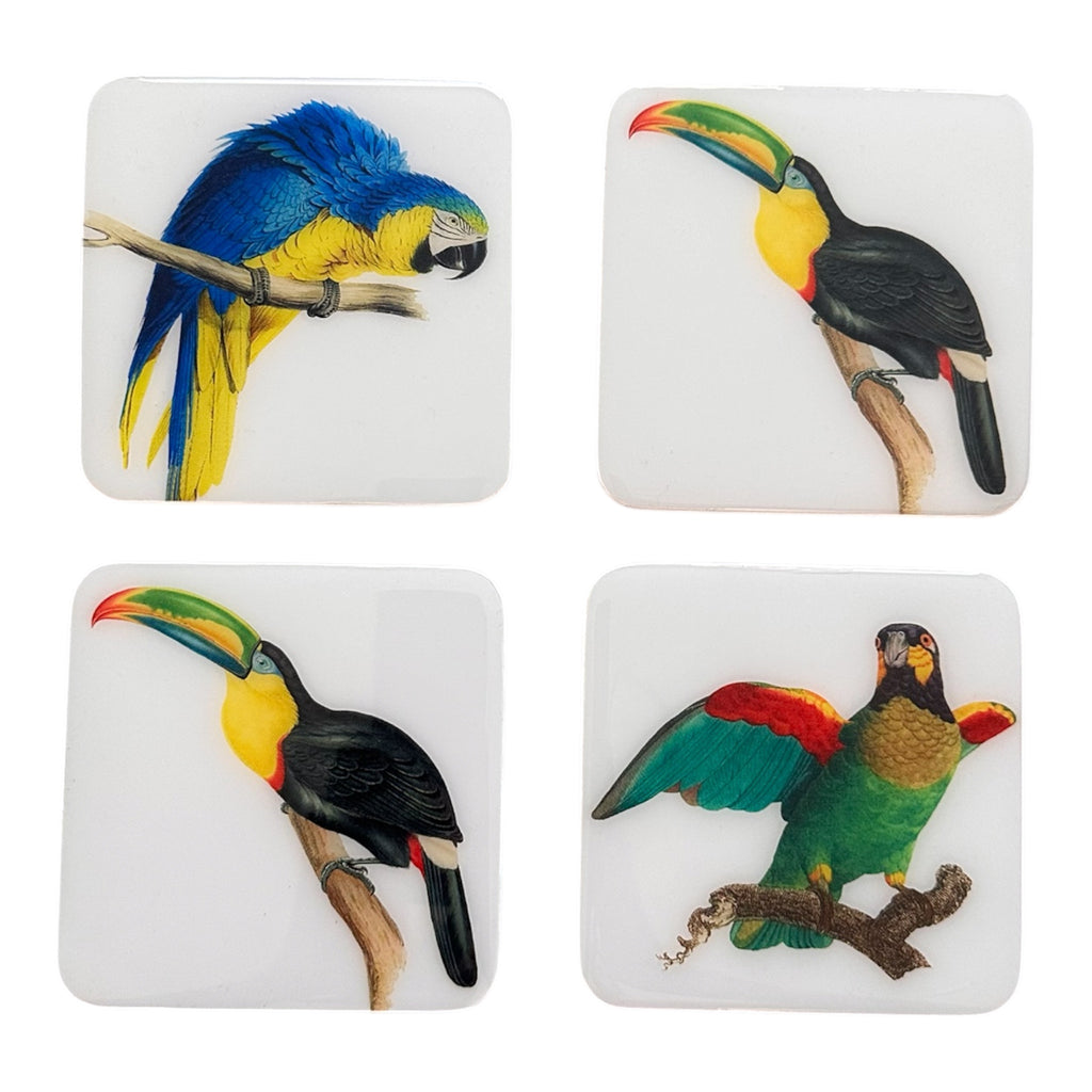 Handcrafted Coasters: Tropical Birds Collection