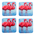 Royal  Flamingos Wooden Coasters with Resin Finish