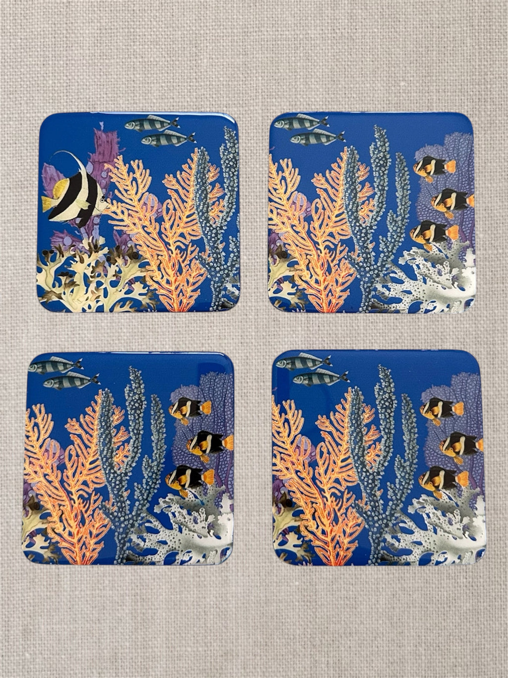 Handcrafted Coral Reef Resin Coasters