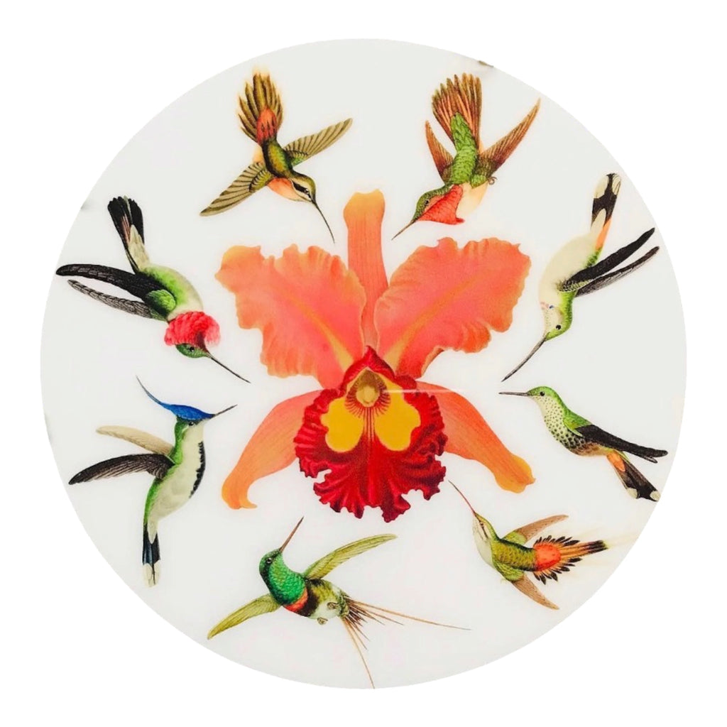 Orchids and Hummingbird-Resin Lazy Susan