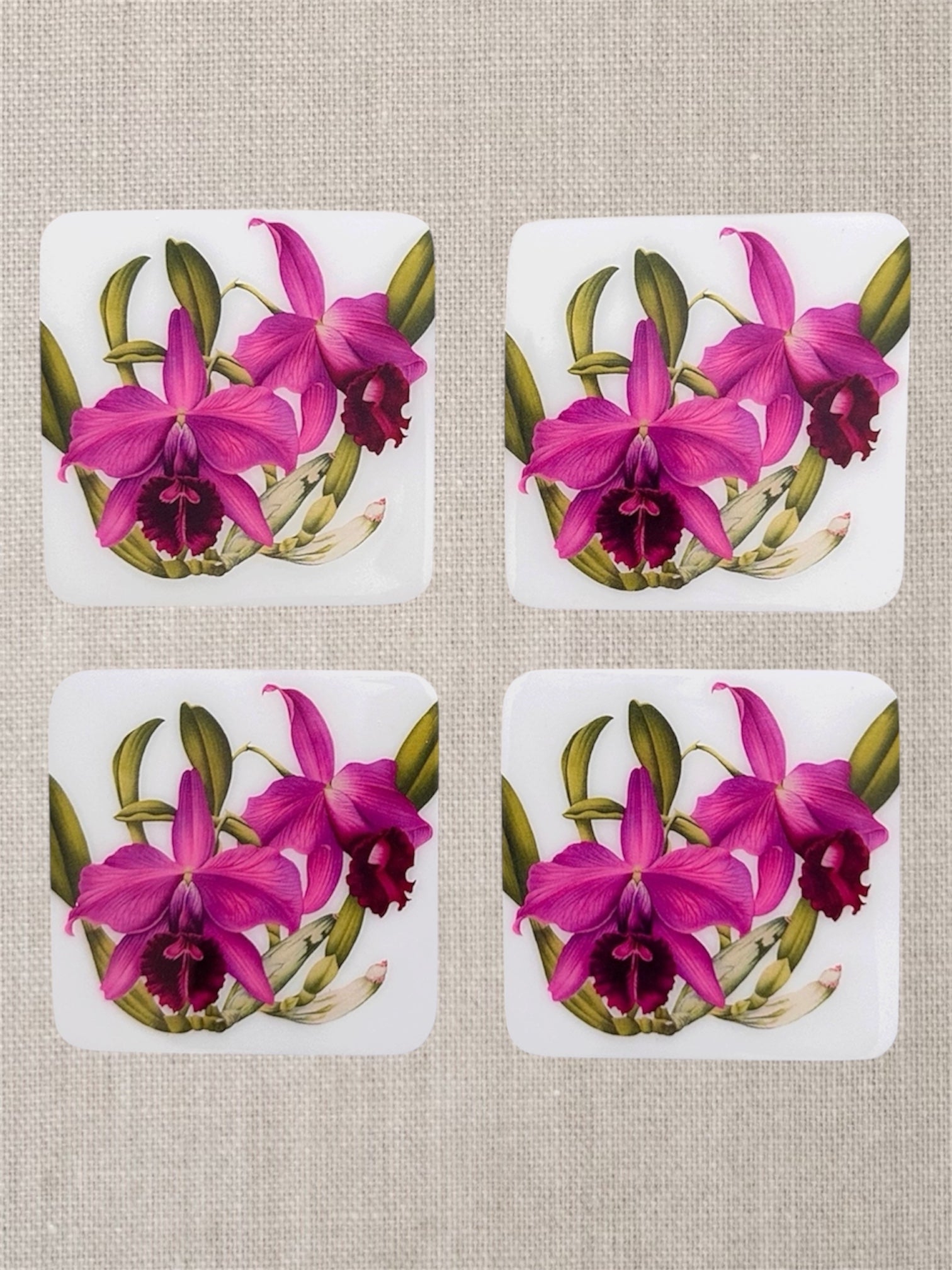 Fuchsia Orchid Coaster Set – Handcrafted Botanical Resin | TABLE ON TABLE