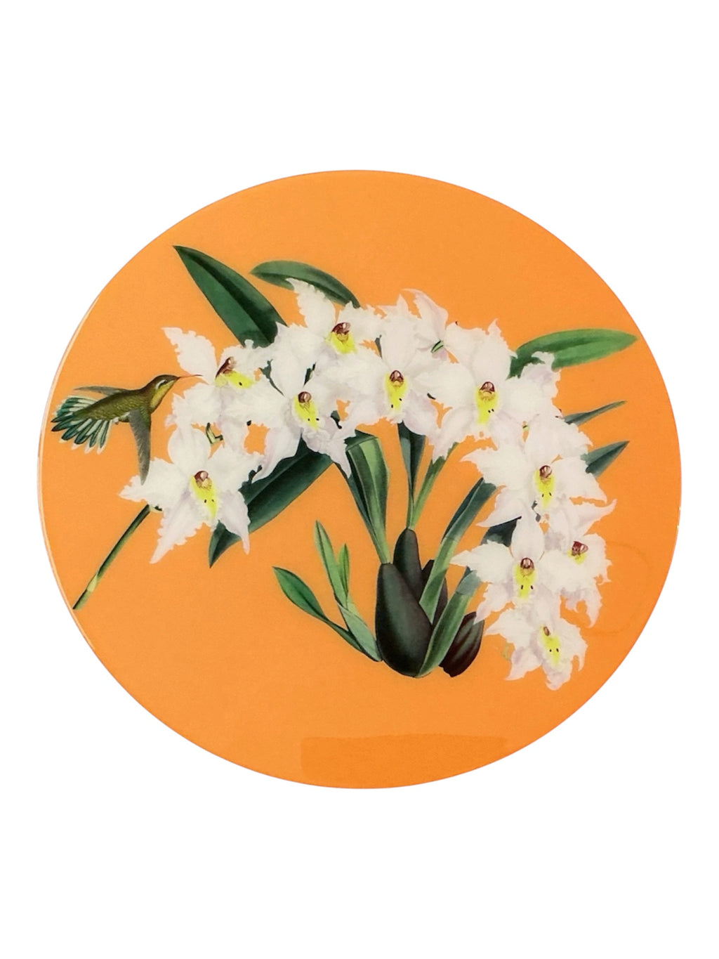 Orange Botanical Lazy Susan | Handcrafted Resin-on-Wood Table Decor