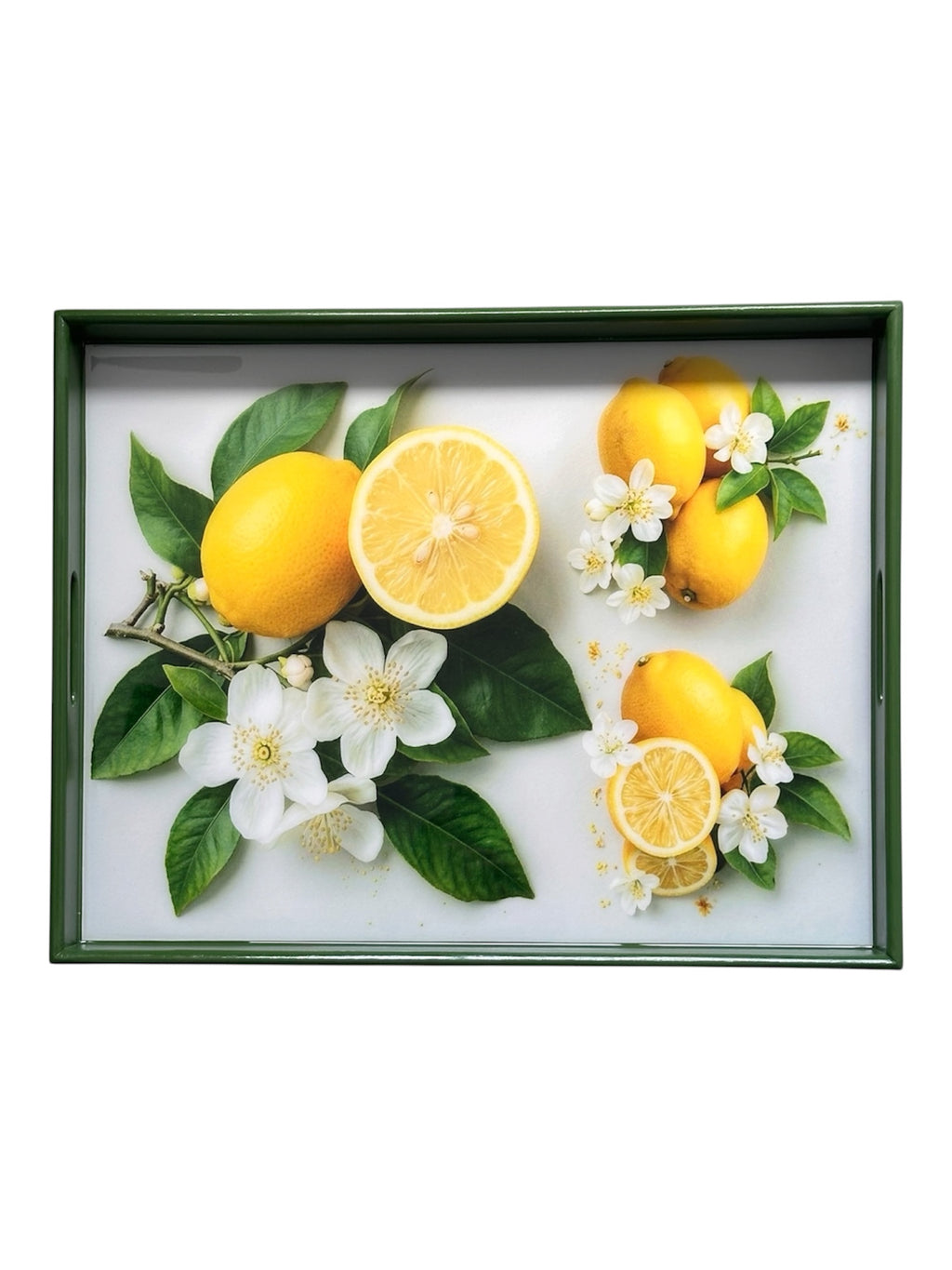 Modern Lemon Blossom Tray | Handmade Resin Art on Wood