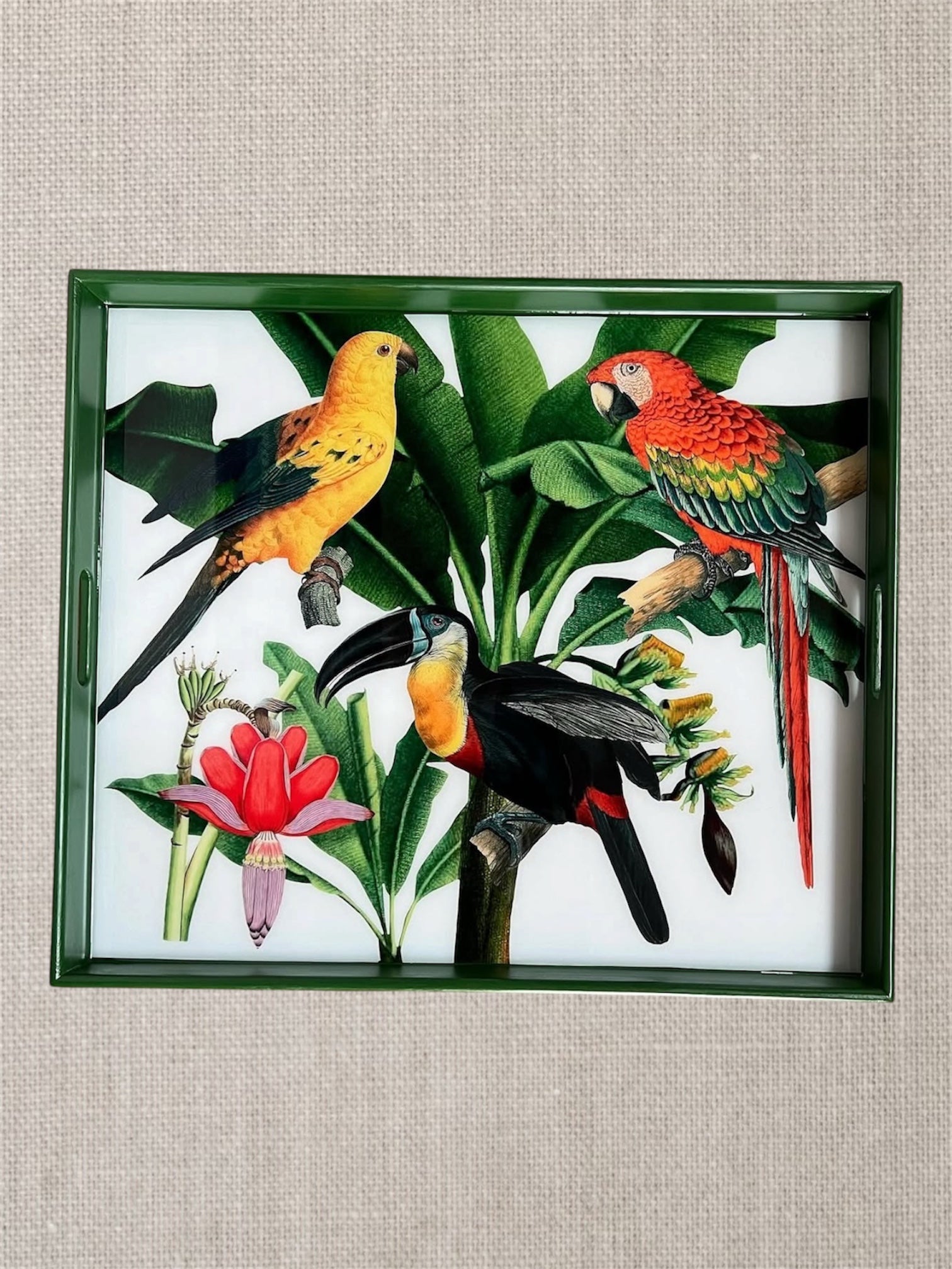 Tropical Paradise Luxury Serving Tray – Handcrafted Resin-on-Wood